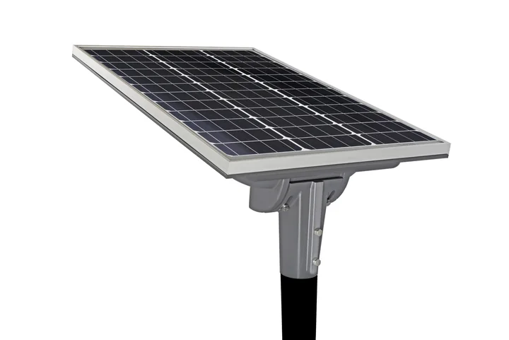 All-in-one solar street light with integrated panel on a pole top